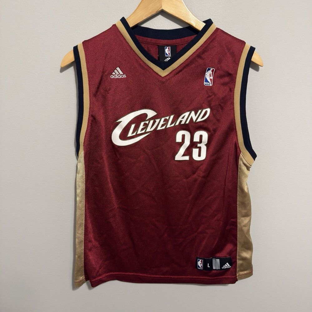 Cleveland Cavaliers LeBron James Jersey Boys Large Red NBA #23 Adidas Youth